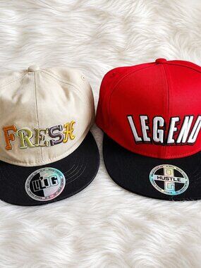 Hustle Red/Black & LIL'OG Cream Snapback Hat Cap SZ (One Size)